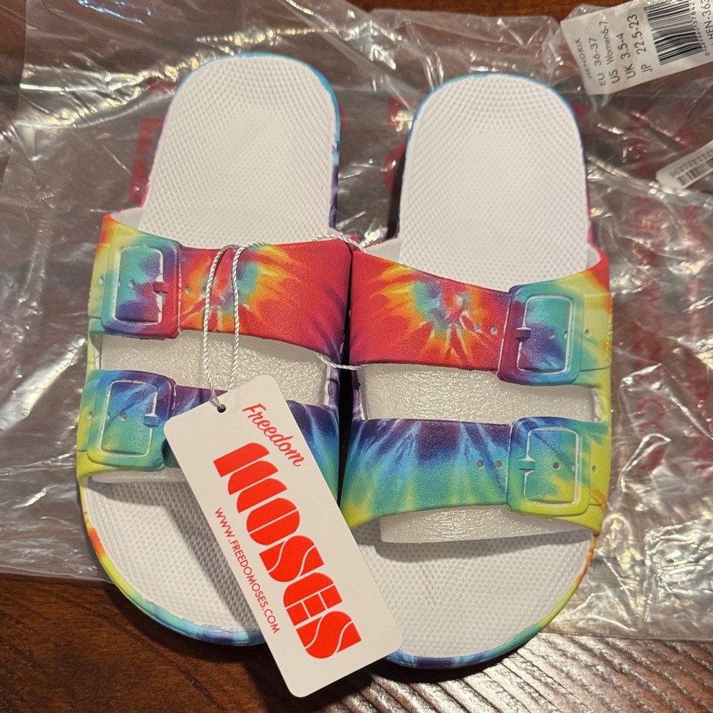 Freedom Moses Tie-Dye Slides